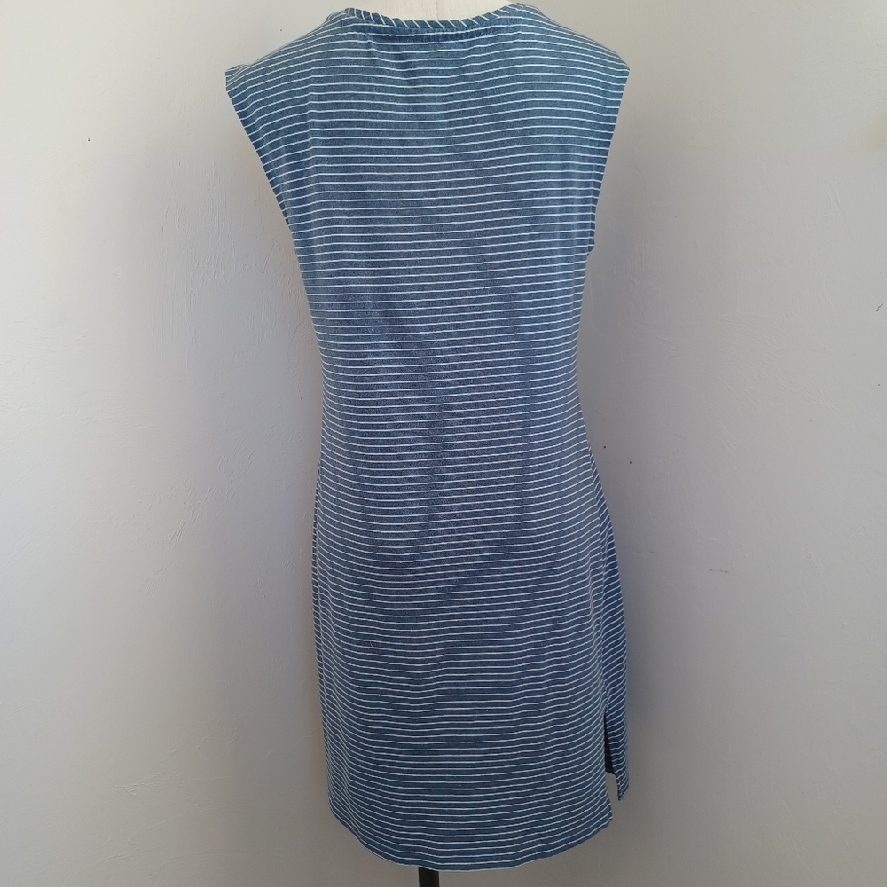 Sundance‎ Dress Blue White Striped Knit Pullover Tee Shirt Style Womens Medium - Picture 7 of 14